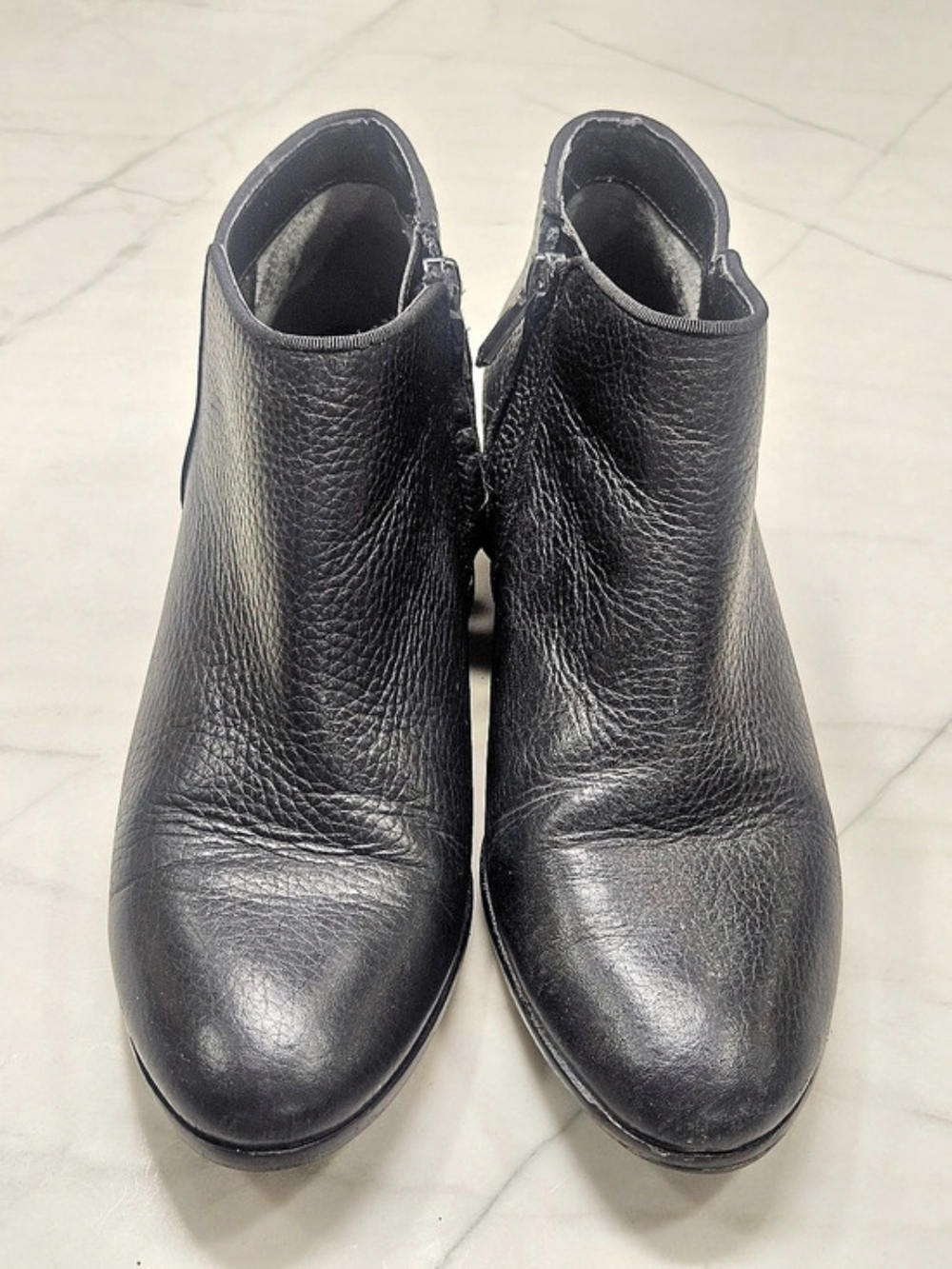 Sam Edelman Petty Black Leather Ankle Boots Booties Low Block Heel Women's Sz 8M